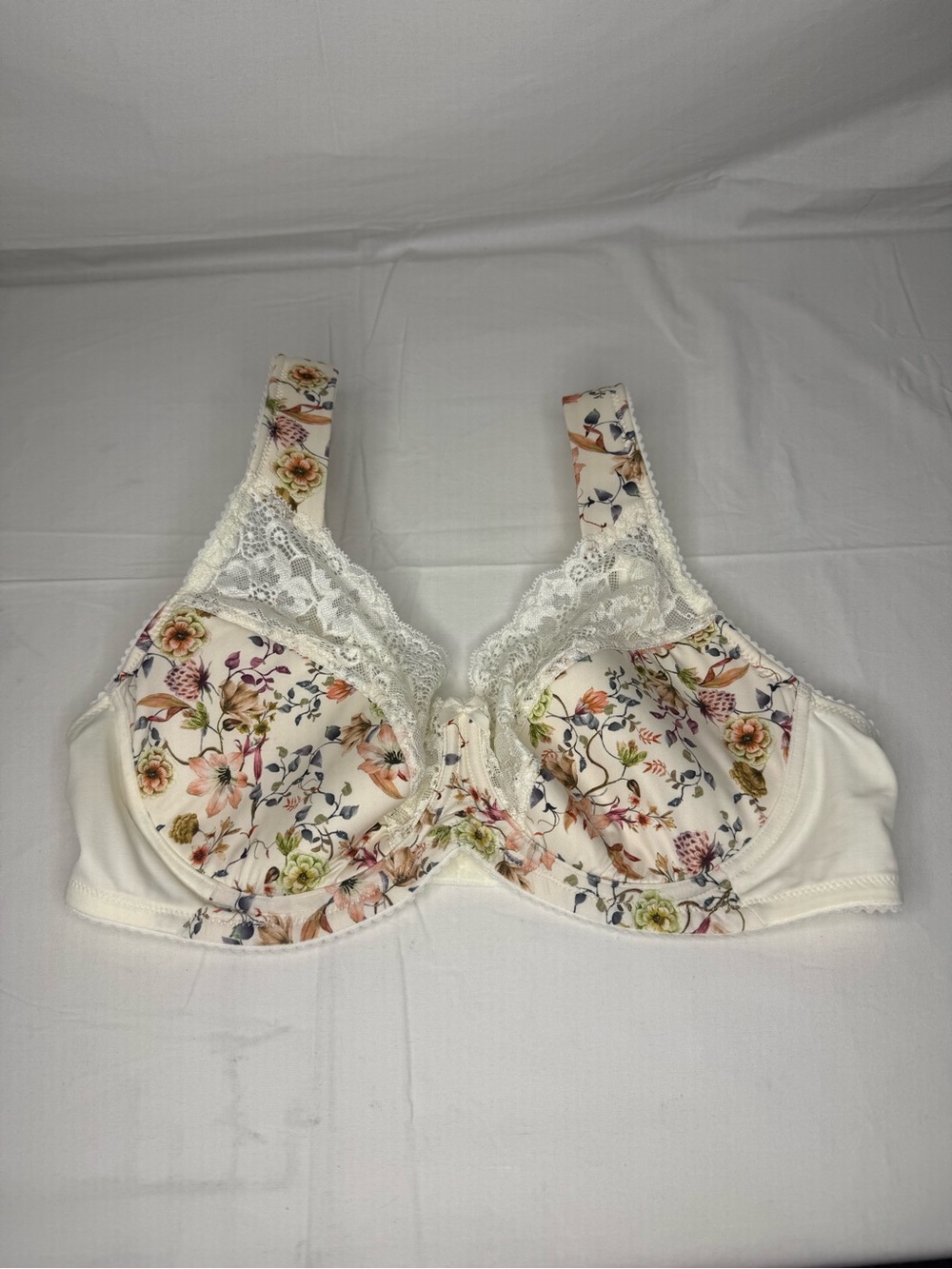 Miss Mary 5103 Ivory Floral Lace Underwired Full Coverage Bra 40C Adjustable